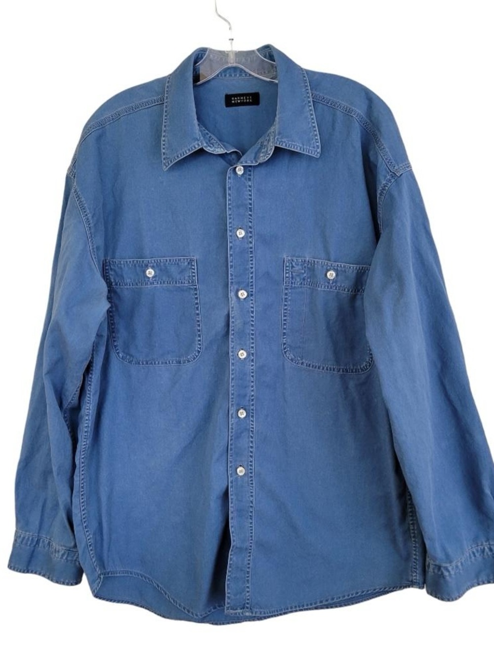 Casual Blue Button-Down Denim Shirt